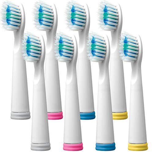 Sonic-FX Replacement Electric Toothbrush Heads Compatible with Fairywill, Sonic-FX and SnapWhite for Adults and Kids | Soft, Long Nylon Bristles Sonic Replacement Toothbrush Heads (White, Pack of 8)