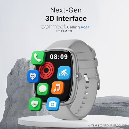 Image of TIMEX iConnect Calling Ace+ 1.83 inch(4.6 cm) 3D UI Display with Functional Crown and BT Calling Smartwatch for Unisex - TWIXW1502T