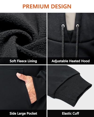 Sudadera calefactable con capucha lavable y 6 zonas de calor activo 5