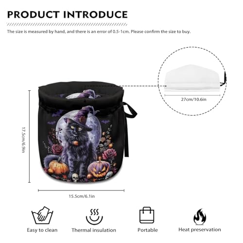 Image of Halloween Tea Cozy for Teapot Black Cat Tea Cosy with Insulated Pad Heat Resistance Kettle Cover Coffee Pot Dust Cover Halloween Tabletop Decor for Kitchen