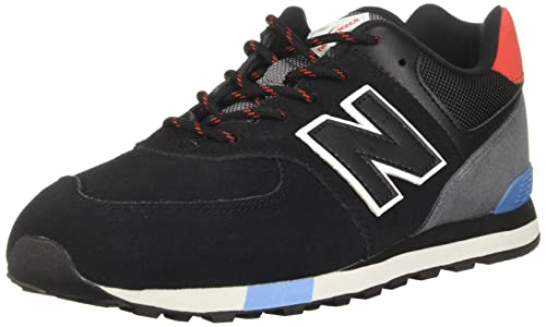 New Balance Kids 574 V1 70s Racing Lace-up Sneaker, BLACK/VELOCITY RED, 5.5 W Toddler (1-4 Years)