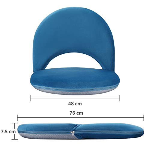 Nnewvante Adjustable Floor Seating with Back Support 42 Angles Foldable Meditation Chair Tatami Chair for Indoor Floor Bay Window Reading Watching Gaming, Adult - Deep Blue