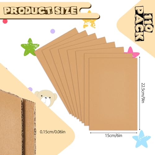 Image of Henoyso 110 Pack 6 x 9 Inch Corrugated Cardboard Sheets Flat Cardboard Sheets Packaging Inserts Flat Square Inserts Squares Separators for Shipping Packing Mailing Crafts(Brown)