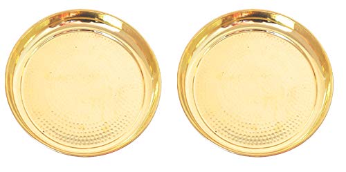 GenNxt TrendsGenNxt Trends Brass Pack of 2 Brass THALI|Dinner Plate|Pooja THALI|Hammered Design| (12 inch)