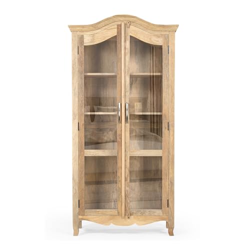 Image of The Attic Catania Kitchen Cabinet, Multipurpose Cabinet for Bedroom Living Room Study bar, Solid Wood Bookshelf /Kitchen Cabinet, Solid Mango Wood, Natural Matte Finish