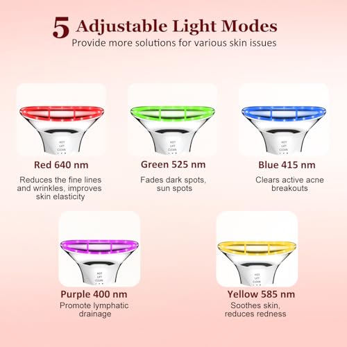 Image of 5 Color Neck Face Massager -Water Resistant Facial Massager Tool for Skin Care at Home, Vibrating Face Massager Sculptor with 5 Red Light Beauty Device