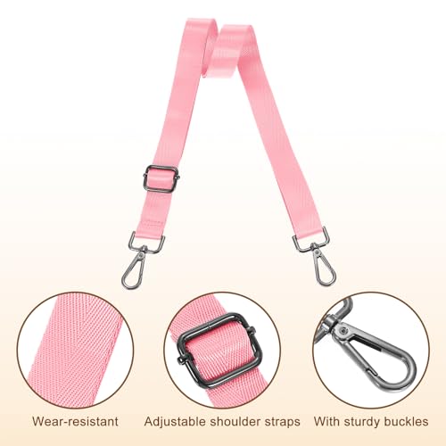 Image of uxcell Wide Shoulder Strap, 2.5cm Adjustable Purse Strap Replacement Crossbody Strap for Shoulder Bag Handbag, Pink, Black Pull Core Buckle