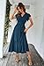 Awemeal Kleid Damen Sommer Elegant V-Ausschnitt Kurzarm Lang Sommerkleid Boho Blumenkleid mit Gürtel Rüschen Saum Wickelkleid Strandkleid A Linie Fließend Maxikleid （S, See Blau）