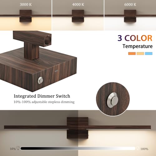 Image of Rayogale Walnut Battery Operated Wall Sconce with Remote Control 40 Inch | 3000 /4500 /6000K Dimmable 8000mAh Wireless Rechargeable Wall Sconces Set of Two with Timer for Living Room, Bedroom, TV