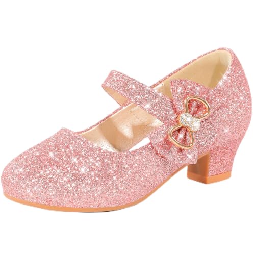 Image of Dufannie Girls Dress Shoes Princess Flats Heels for Toddler Little Big Kids