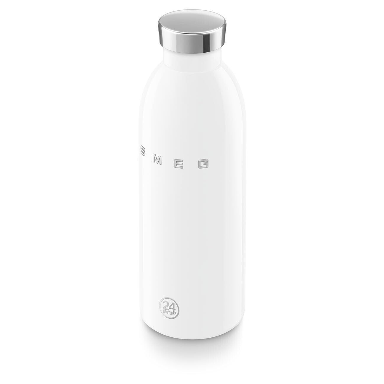 Smeg x 24Bottles Clima Bottle, 500 ml Isolierte Edelstahl Trinkflasche WBF01WH, Doppelwandige Isolierung und Luftdichter Verschluss, 24h Kalt & 12h Heiß, Weiß
