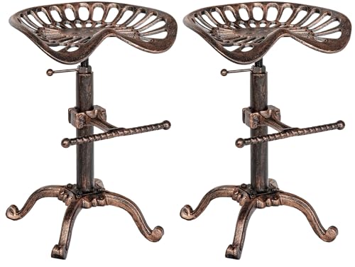 CLP Lot De 2 Tabourets De Bar Industriel Butch I Sičge en Fer Forgé Pieds en Métal I Chaise De Bar avec Hauteur Réglable, Couleur:Bronze