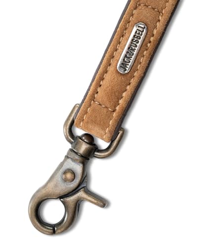 Jack & Russell Hundeleine Leder 2,0m - Premium Büffelleder zweilagig – Hunde Führleine gepolstert & verstellbar, Lederleine braun Anuk (Braun)