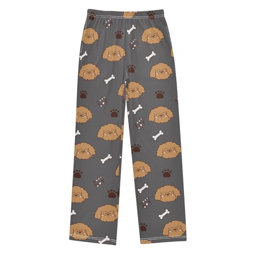 Boys' Pants Cute Brown Dog Bone Long Bottoms Jogger Pants Elastic Waist Trousers with Pockets S-XL