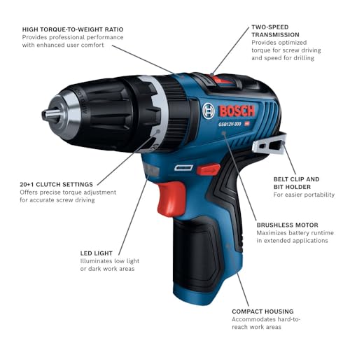 Image of Bosch GSB12V-300N 12V Max Brushless 3 /8 In. Hammer Drill /Driver (Bare Tool)