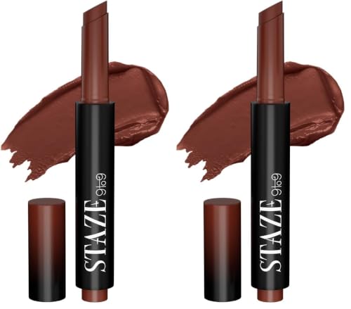 Image of Staze Y.U.M.M.Y Lip Gloss Balm | 3-in-1 Gloss + Tint + Balm | High-Shine Glossy Finish | With SPF 15 | Non-sticky Formula with Hyaluronic Acid & Shea Butter | 05 Double Espresso | 2g (Pack of 2)