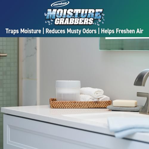 Image of Concrobium Moisture Grabbers Refillable Container, Fragrance Free, Moisture Absorber for Closets, Basements and Bathrooms, Helps Reduce Dampness and Musty Odors, Reusable Design