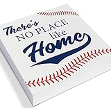 Baseball Theme Decorative Wooden Box Sign There's No Place Like Home Wood Block Plaque Decor Home Table Shelf or Wall Display