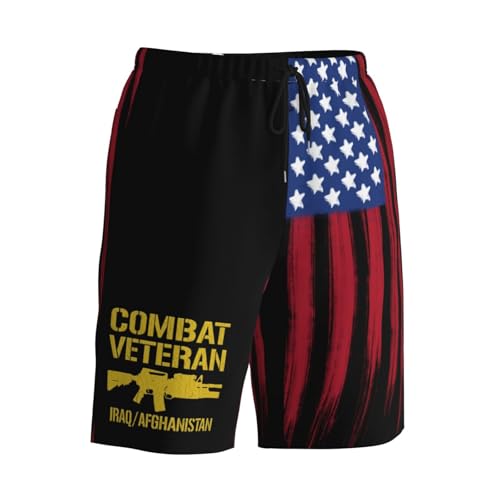 Combat Veteran Iraq and Afghanistan Mens Swim Trunks Quick Dry Board Shorts 7" - Hawaii Beach Swimwear3