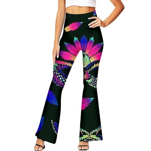 Pantalones acampanados para mujer, pantalones de yoga para mujer, pantalones acampanados de cintura alta con estampado Mardi, pantalones negros para mujer, pantalones de cintura alta para mujer,