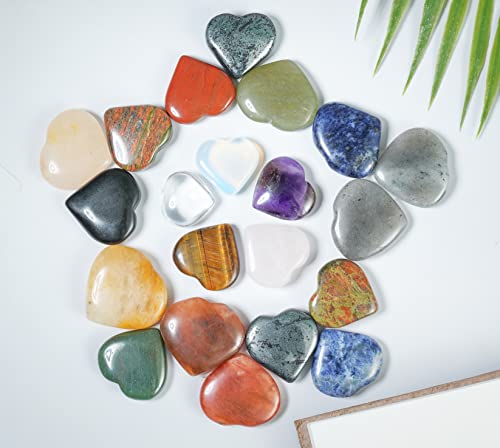 Crocon sortierter EdelsteinMini-HerzformBlätterteigsteine-SetTaschenkristallheilungTumble Collection Palm SorgensteinViel Glück21er-SetCharm-Geschenk-HandwerkWohnkultur Größe: 20-25 mm