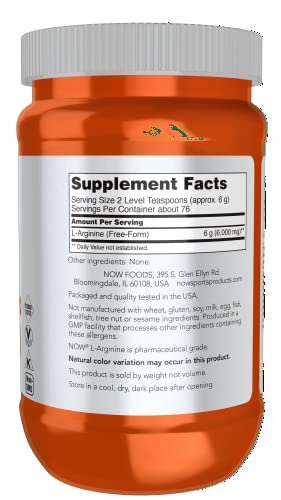 Now Sports Nutrition, L-Arginine Powder, Nitric Oxide Precursor, Amino Acids, 1-Pound #TOP1