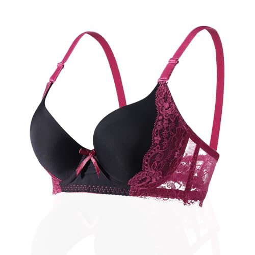 Image of YooMee Push Up Bra for Women,Lace Bras with Underwire Cups,Comfort Padded T-Shirt Bra Add One Cup