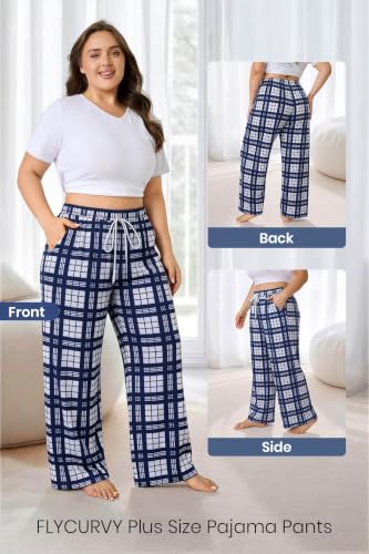 Image of FLYCURVY Plus Size Women Pajama Pants with Pocket L-5XL