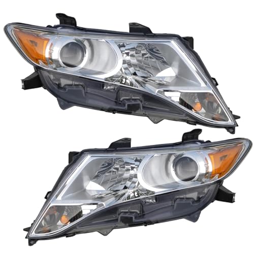Image of TRQ Driver and Passenger Side Headlight Assembly 2 Piece Set Halogen Compatible with 2009-2015 Toyota Venza