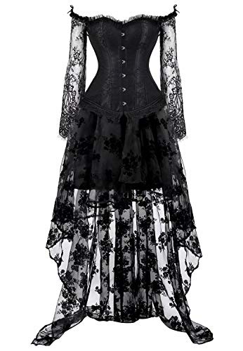 Jutrisujo Korsett Damen Korsagenkleid korsage Gothic Taille Lang Rock Hauch...
