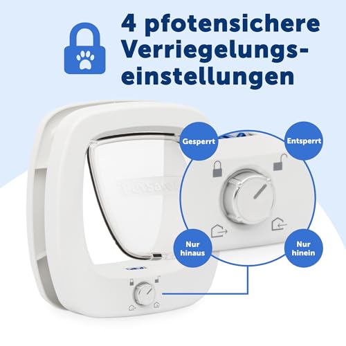 PetSafe Große Katzenklappe - Für Türen im Innen- & Außenbereich - 4 Verschlussoptionen & Sanft Schließende Klappe - Für Katzen & Kleine Hunde