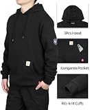 BOCOMAL FR Bluza z kapturem, 297 g, bawełniany polar, trudnopalna, czarna, XL