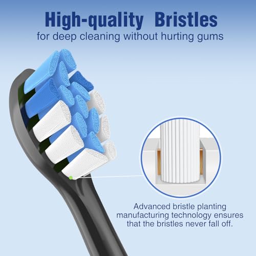8er Trustnice Aufsätze passend für Philips Sonicare Ersatzbürsten, Bürstenköpfe Zahnbürstenkopf für Phillips Sonicare Elektrische Zahnbürste Snap-On-Griffen (Schwarz, 8 Stück (1er Pack)) – Bild 5