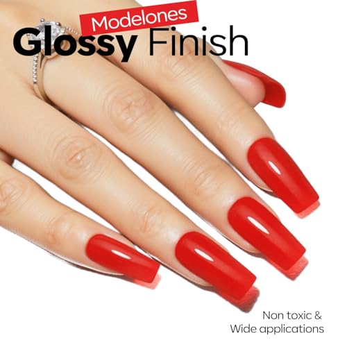 Image of modelones Red Gel Nail Polish 15ML, Hema Free Summer Neon Soak-Off UV Gel Polish - 28+Days Long-Lasting Nail Art DIY Manicure Kit Home Salon Women Gifts