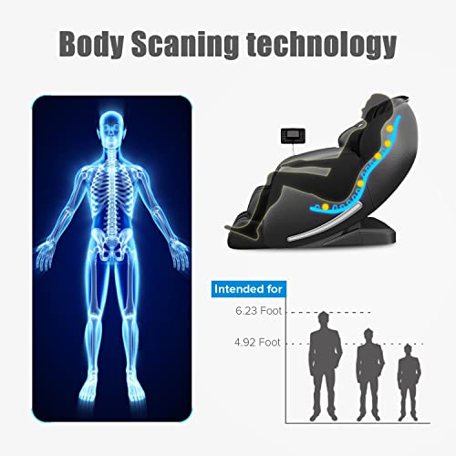 Real Relax Massage Chair, Full Body Zero Gravity Sl-Track Shiatsu Massage Recliner Chair With Heat Body Scan Bluetooth Foot Roller, Favor-06 Black #TOP5