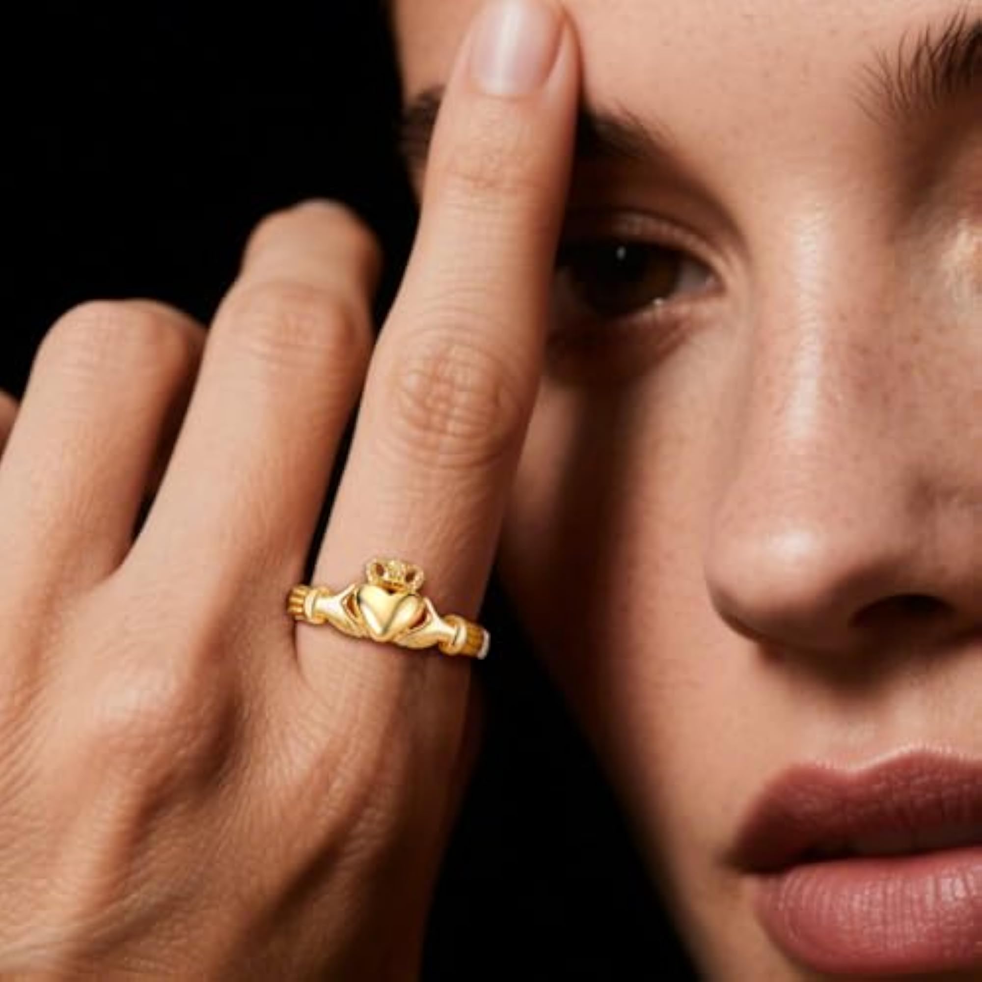 Women's Adjustable Claddagh Ring, Minimalist Celtic Knot