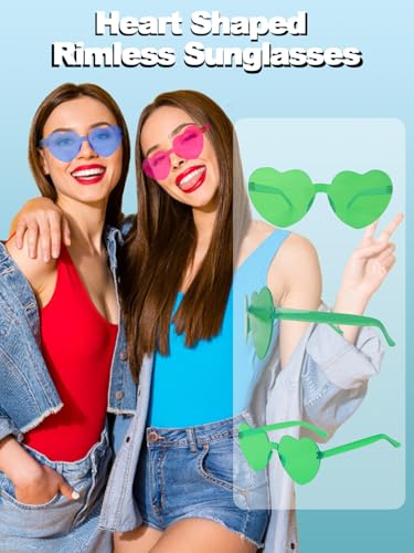 Love Heart Shaped Sunglasses, Colorful Rimless Party Sunglasses, Candy Color Eyewear for Women Men Girls Adults3