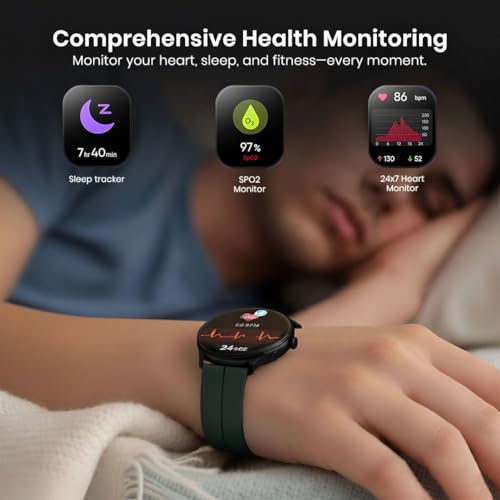Image of GameSir Glavito Round Dial Smartwatch with 1.49 inch AMOLED Display, 100+ Sports Modes, IP67, Bluetooth Calling, Crown Control, Health Tracking, 100+ Watch Faces, Men & Women (Magnetic Dark Green)