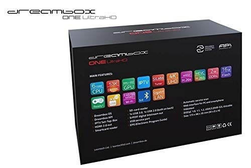 Dreambox One Ultra HD 2X DVB-S2X Multistream Tuner (4K, 2160p, E2 Linux, Dual WiFi H.265, HEVC)