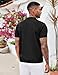 COOFANDY Men's Zipper Polo Shirt Casual Knit Short Sleeve Polo T Shirt Classic Fit Shirts Solid- Black