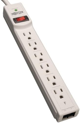 TRIPP LITE TLP604TEL 6-Outlet Surge Protector;(Telephone & DSL Protection, 4ft Cord)