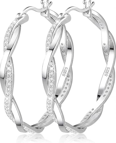 Boucles d'oreilles créoles torsadées élégantes en zircone pour femme