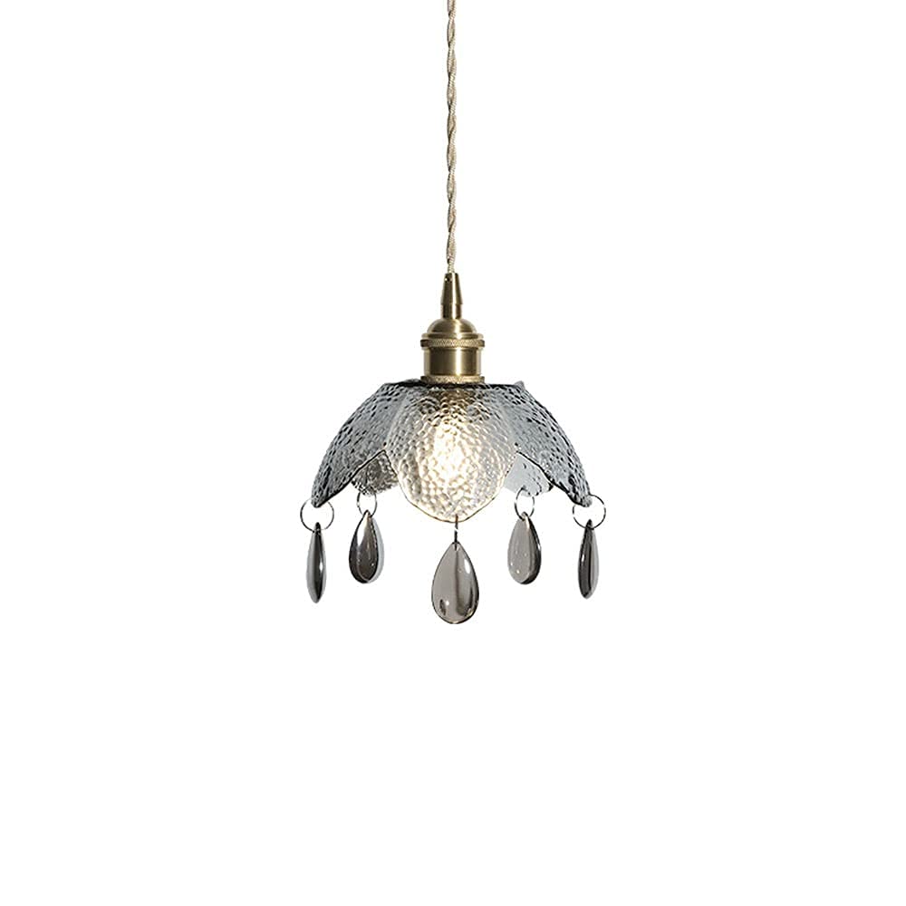 Lámpara colgante de cristal gris con cable ajustable para techo de comedor