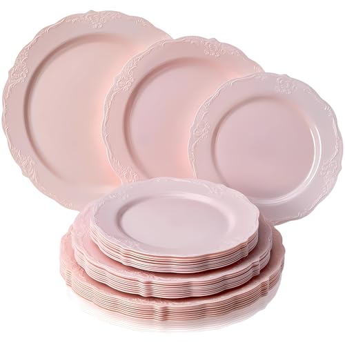 Vintage Collection Blush Plastic Plates Combo Set - 10.25 Vintage Collection Blush Plastic Plates Combo Set - 10.25