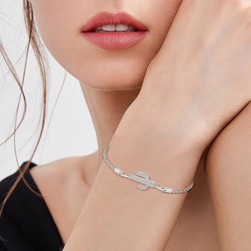 Cactus Bracelet 925 Sterling Silver Cactus Bracelet Plant Nature Birthday Anniversary Jewelry Gifts for Women Mom Grandma3