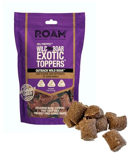 ROAM Pet Treats Wild Boar Exotic Dog Topper - Single Protein, Sustainably Raised Wild Boar Meat Dog Food Topper - Non-GMO, 4 Ounce