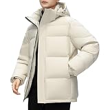 Herren Pufferjacke Winterparka Jacke Warm Dicker Skimantel Durchgehender Reißverschluss Winddichte...
