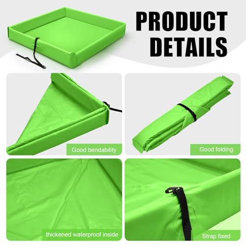 Image of Wettarn 2 Pcs Folding Duck Pond 3' x 3' Portable Spill Containment Berm Wall Containment Berm (Green)