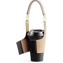 Coffee Cup Tea Cup Protective Sleeve, Water Bottle Holder Leather Pouch, Outdoor Camping Shopping Travel Supplies kakki