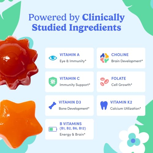 Image of First Day Toddler Multivitamin Gummies for Ages 2 & 3 with Choline, 60ct | First Day toddler vitamins for ages 2-3: vegan toddler vitamin gummies with choline, 10 nutrients and 21 organic superfoods.